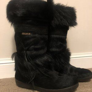 Tecnica Black Women's Fur Winter Boots Size 38/ size 7, made in Italy